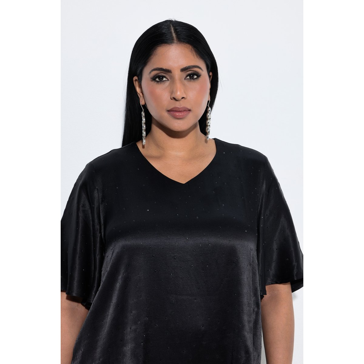Blouse avec strass fantaisie noir, ULLA POPKEN
