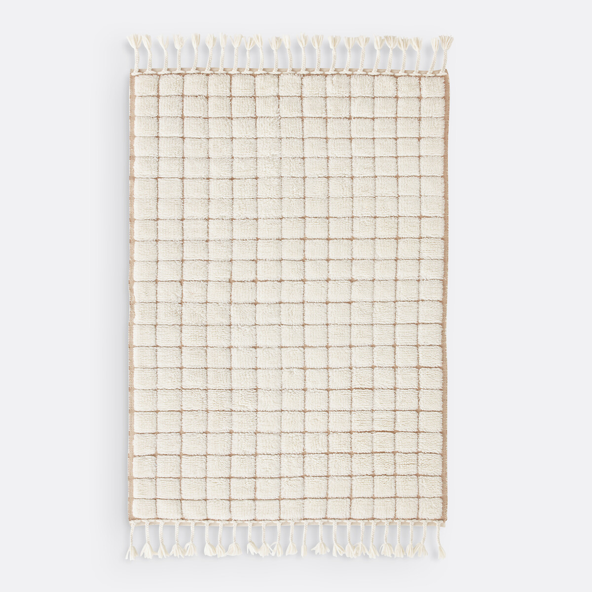 Tapis laine motifs damiers, Ladama ecru, LA REDOUTE INTERIEURS