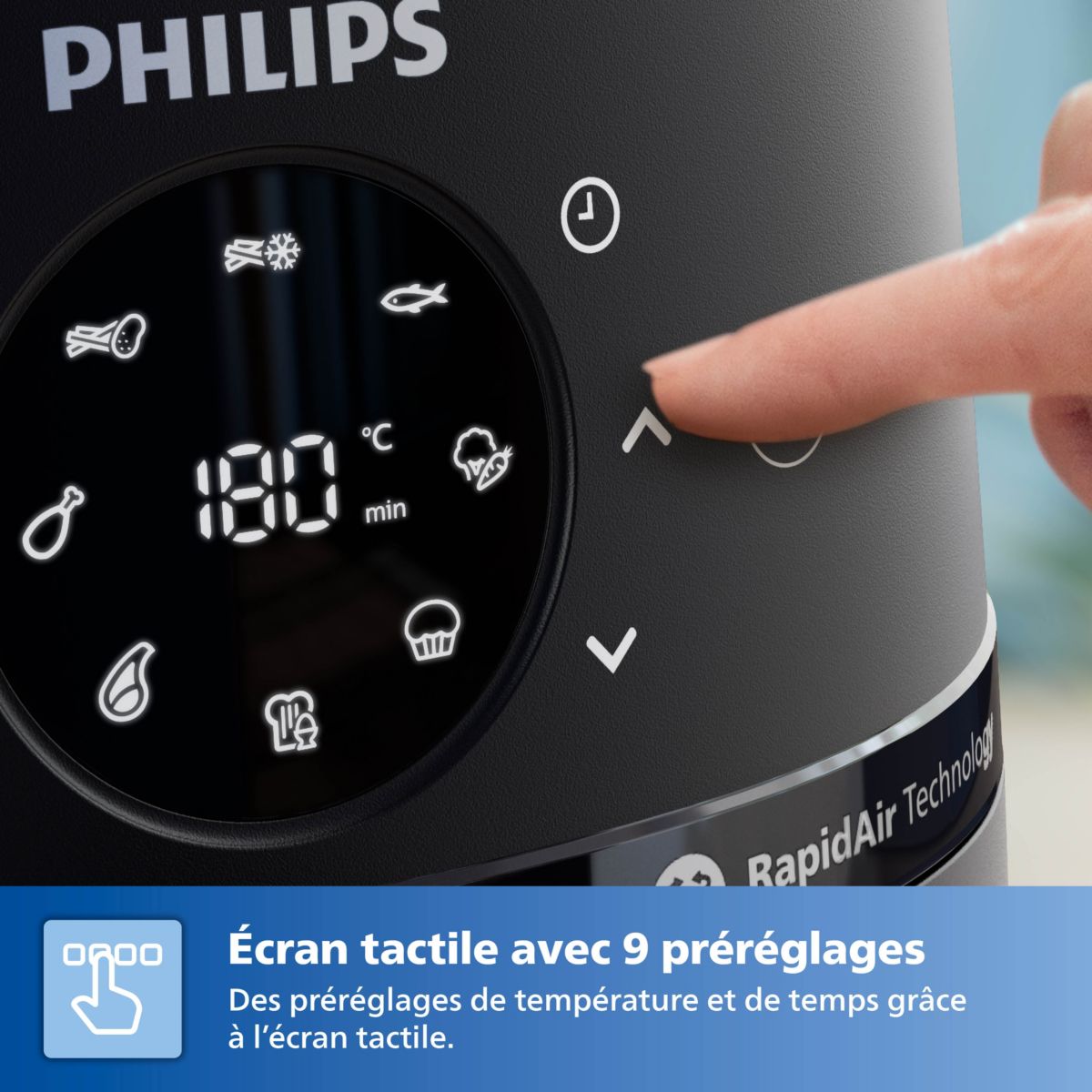 Friteuse sans huile NA231/00 Friteuse sans huile avec fenêtre de cuisson Noir/Argent, Série 2000 6.2L couleur unique, PHILIPS