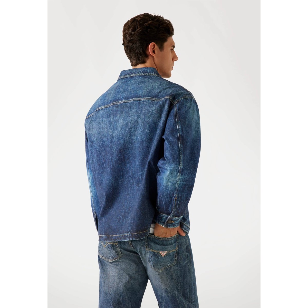 Veste Stretch Imprimé Denim bleu, GUESS