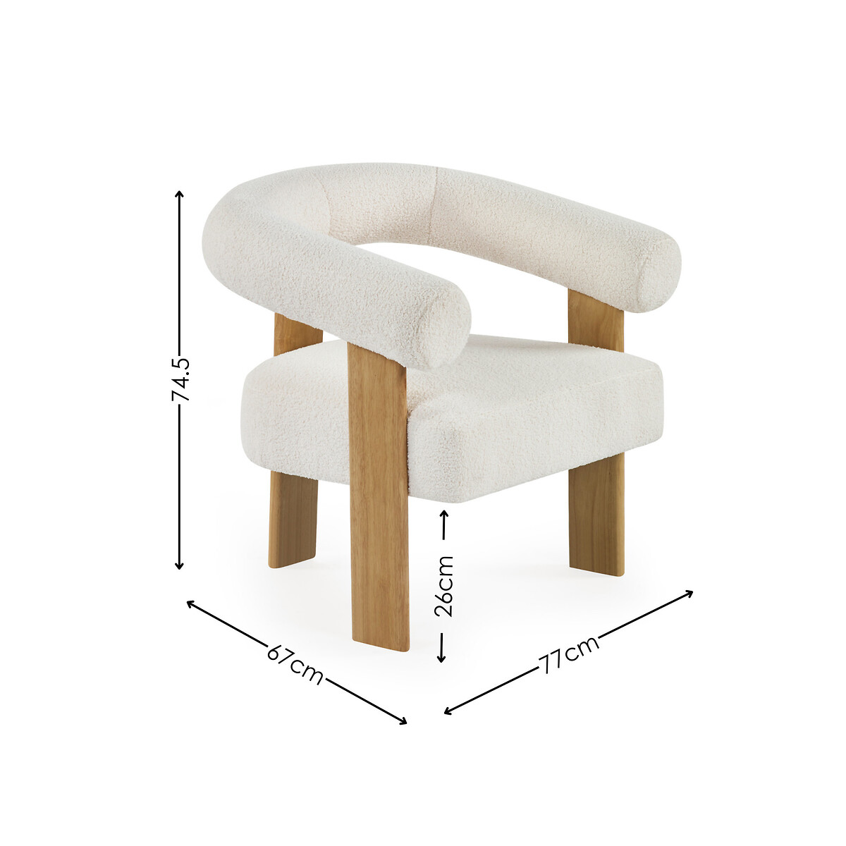 Fiona Boucle & Solid Wood Legs Accent Chair ecru, SO'HOME