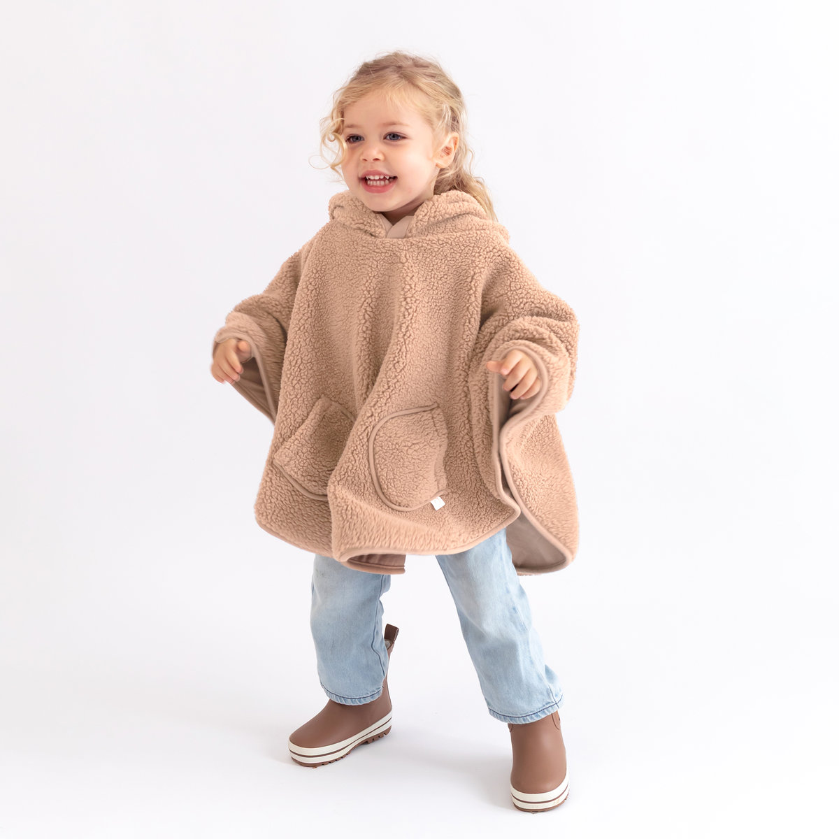 Poncho de voyage bébé pour siège auto - Teddy douillet natural, BEMINI