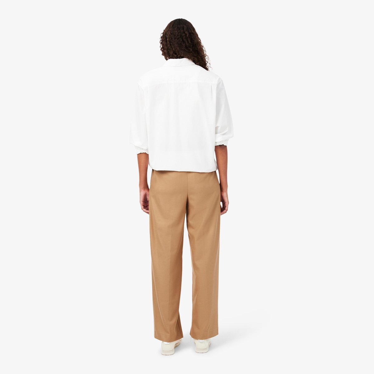 Pantalon à plis flanelle oversize marron-six, LACOSTE