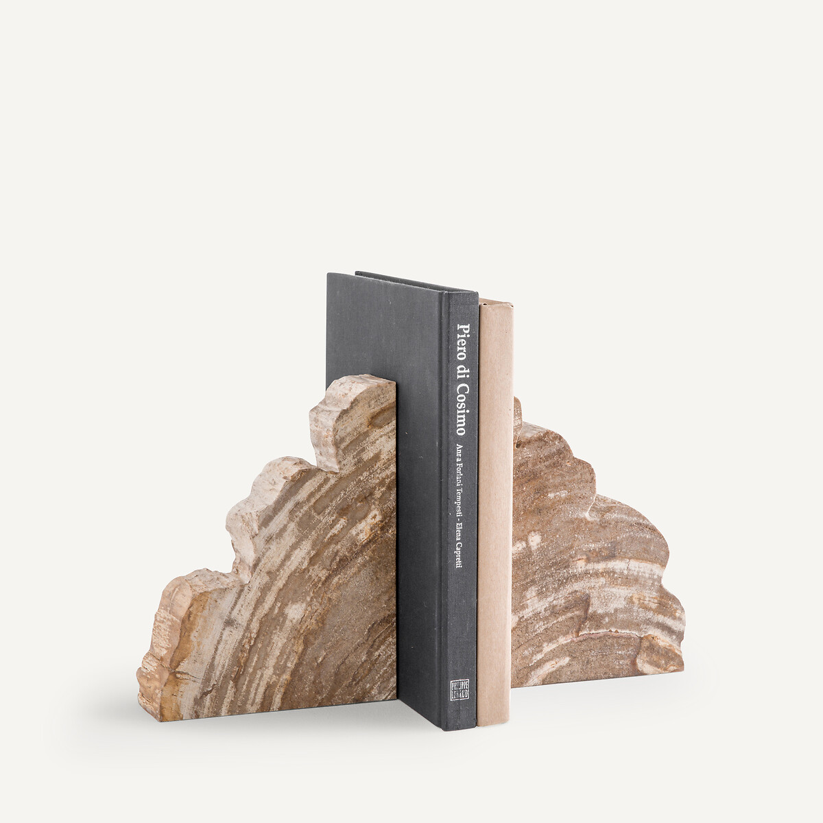 Confezione da 2 fermalibri in legno pietrificato, Kayu naturale , AM.PM