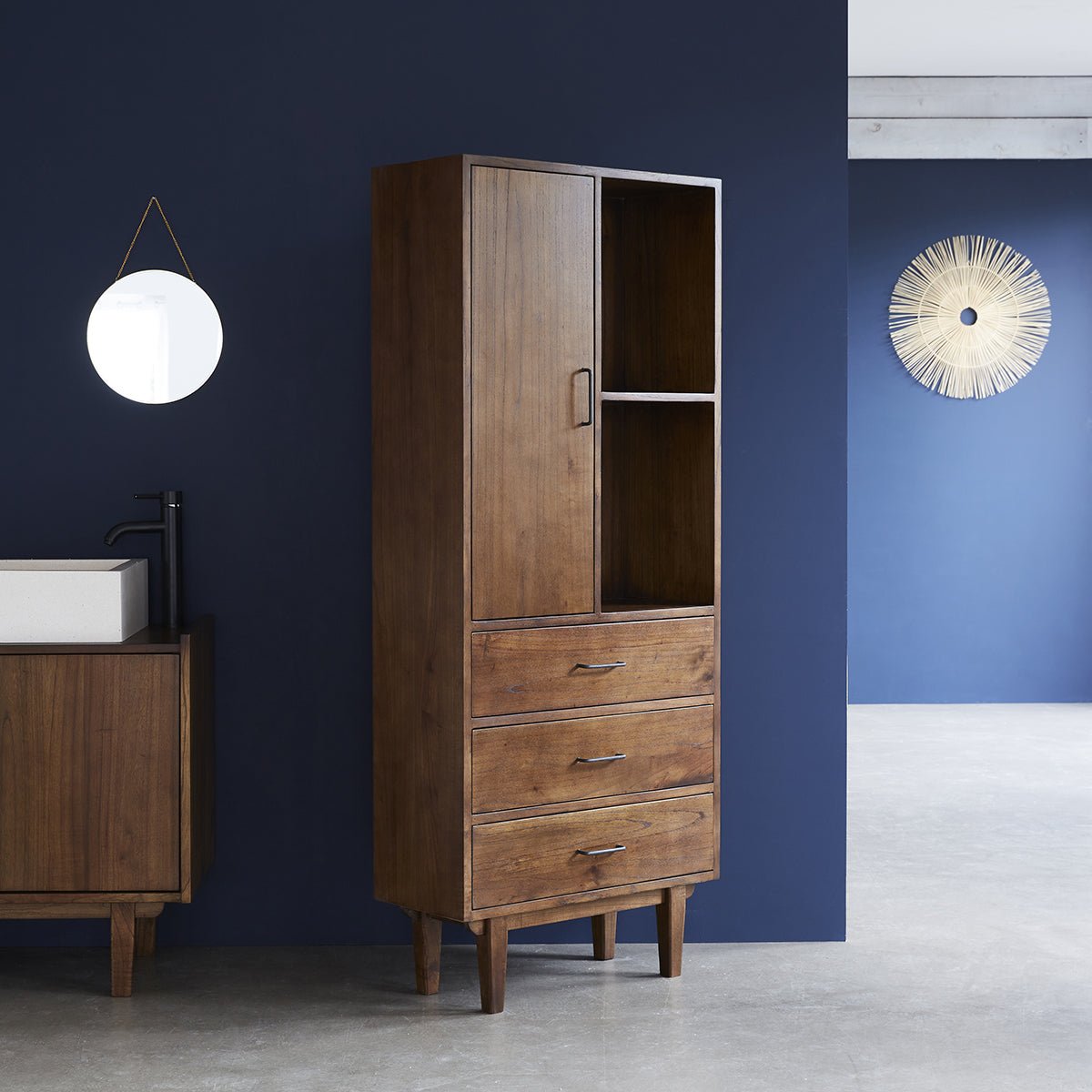 Colonne de salle de bain en bois massif VINTAGE marron, BERAH GETAH