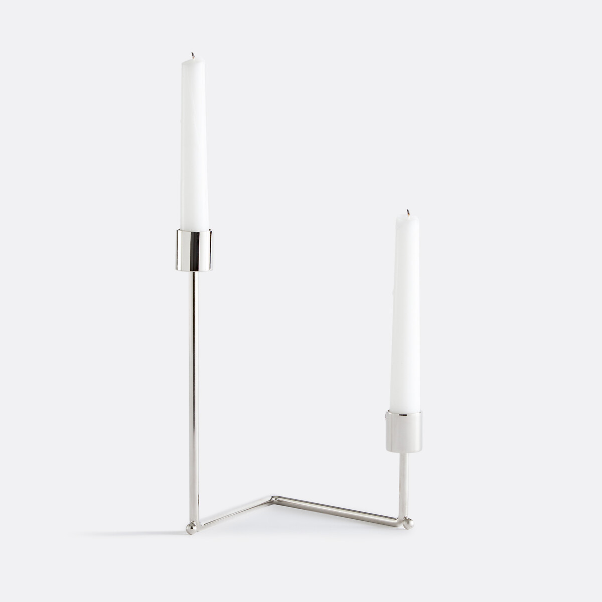 Double bougeoir en métal acier chromé, Alie chrome, LA REDOUTE INTERIEURS