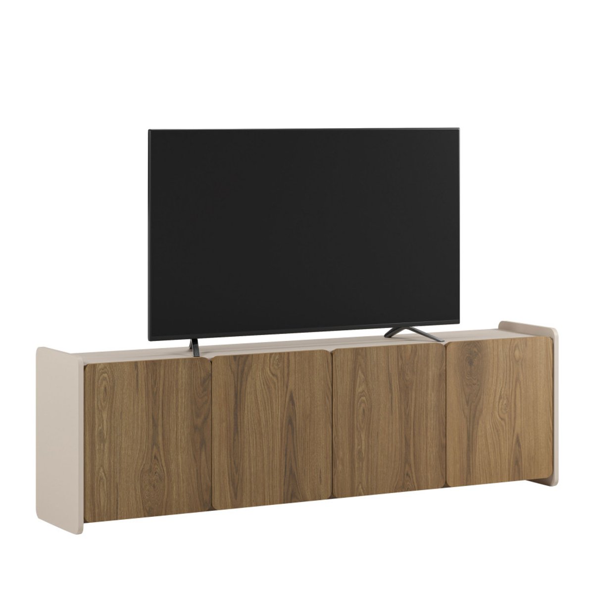 Meuble TV 4 portes en bois L180cm- ENARA bois foncé, DRAWER