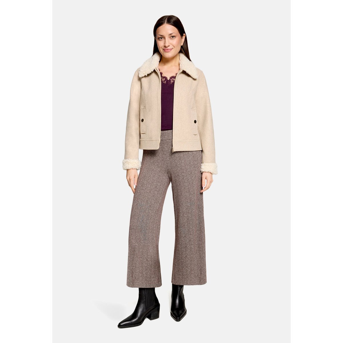 Veste casual à col taupe, CARTOON