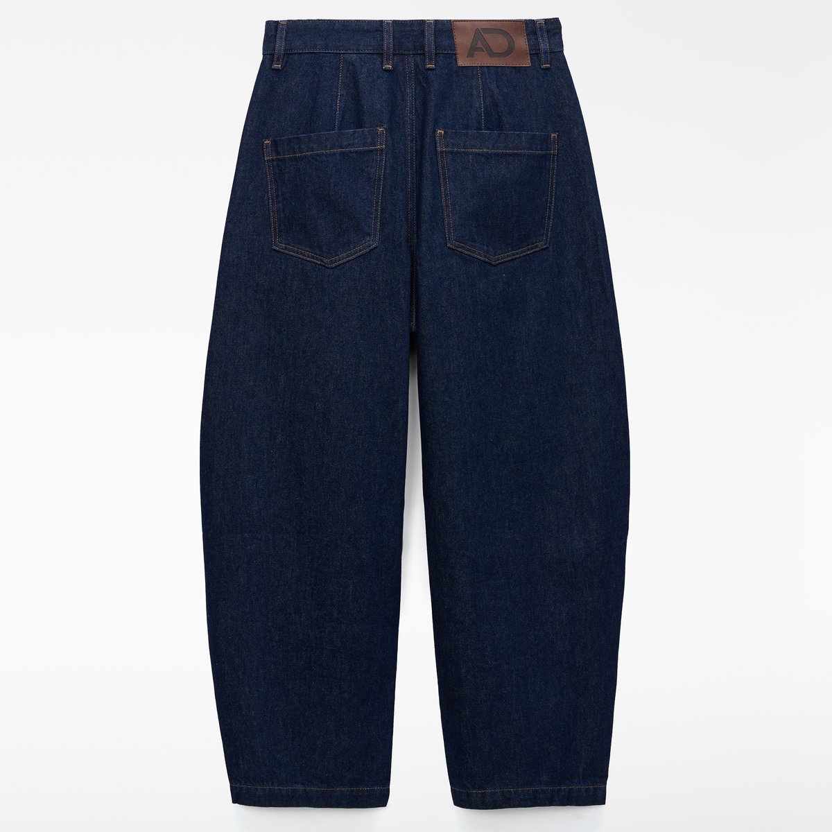 Pantalon coupe barrel en denim de coton bleu marine, ADOLFO DOMINGUEZ