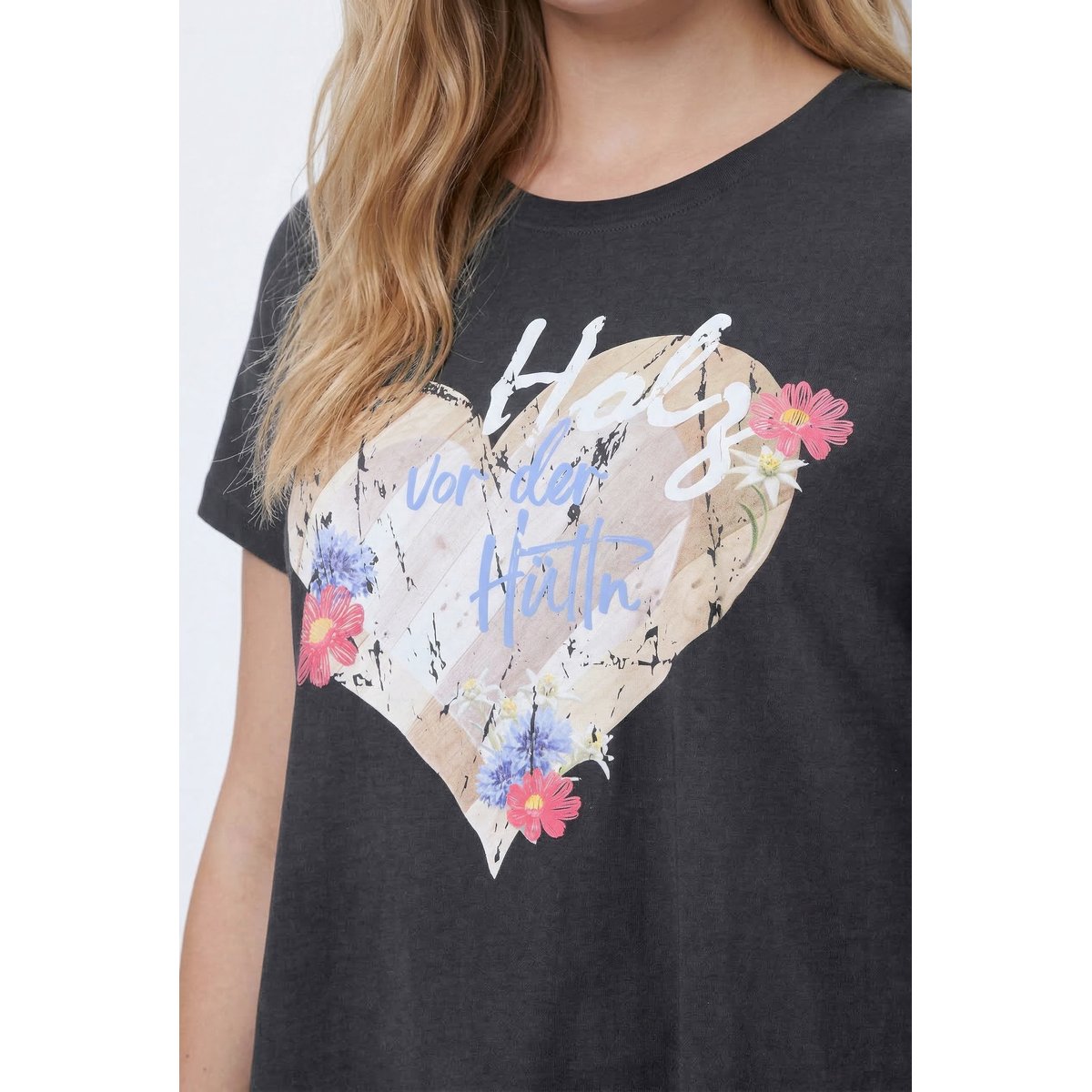 T-shirt motif cœur noir, ULLA POPKEN