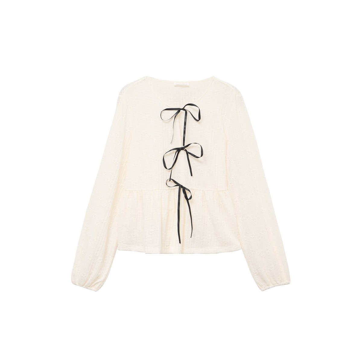 Blouse noeuds contrastés ecru, CACHE CACHE