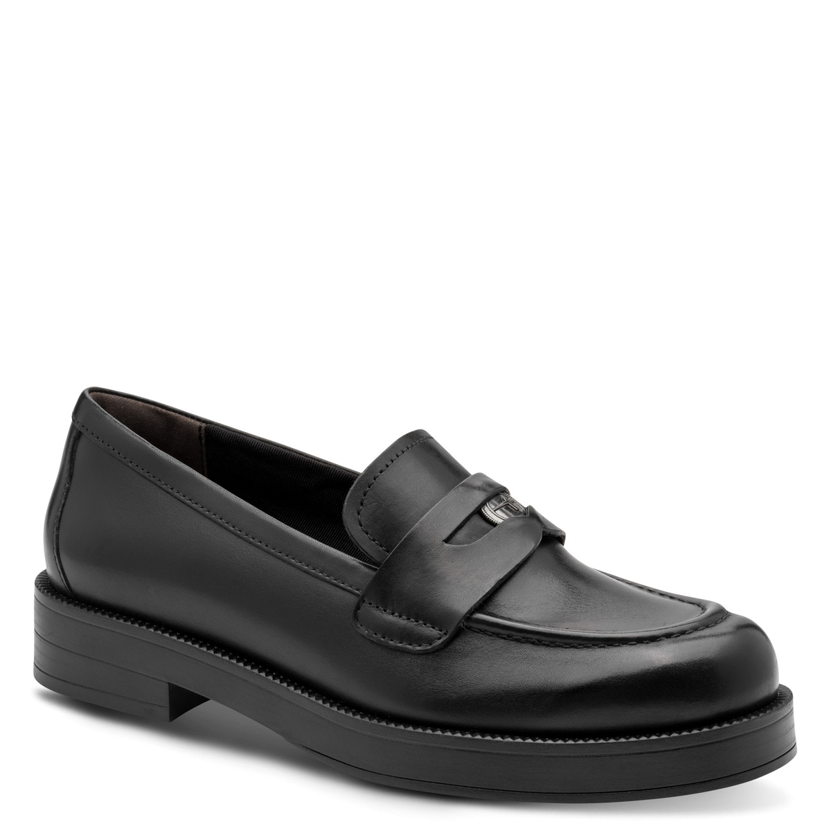 Slipper en cuir noir, TAMARIS