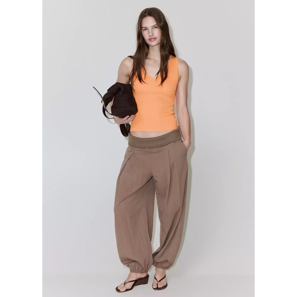 Top maille fine orange, MANGO