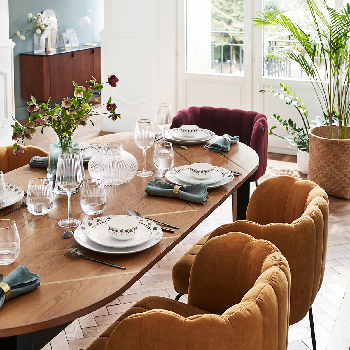 Fauteuil de table velours, Douna bordeaux, LA REDOUTE INTERIEURS