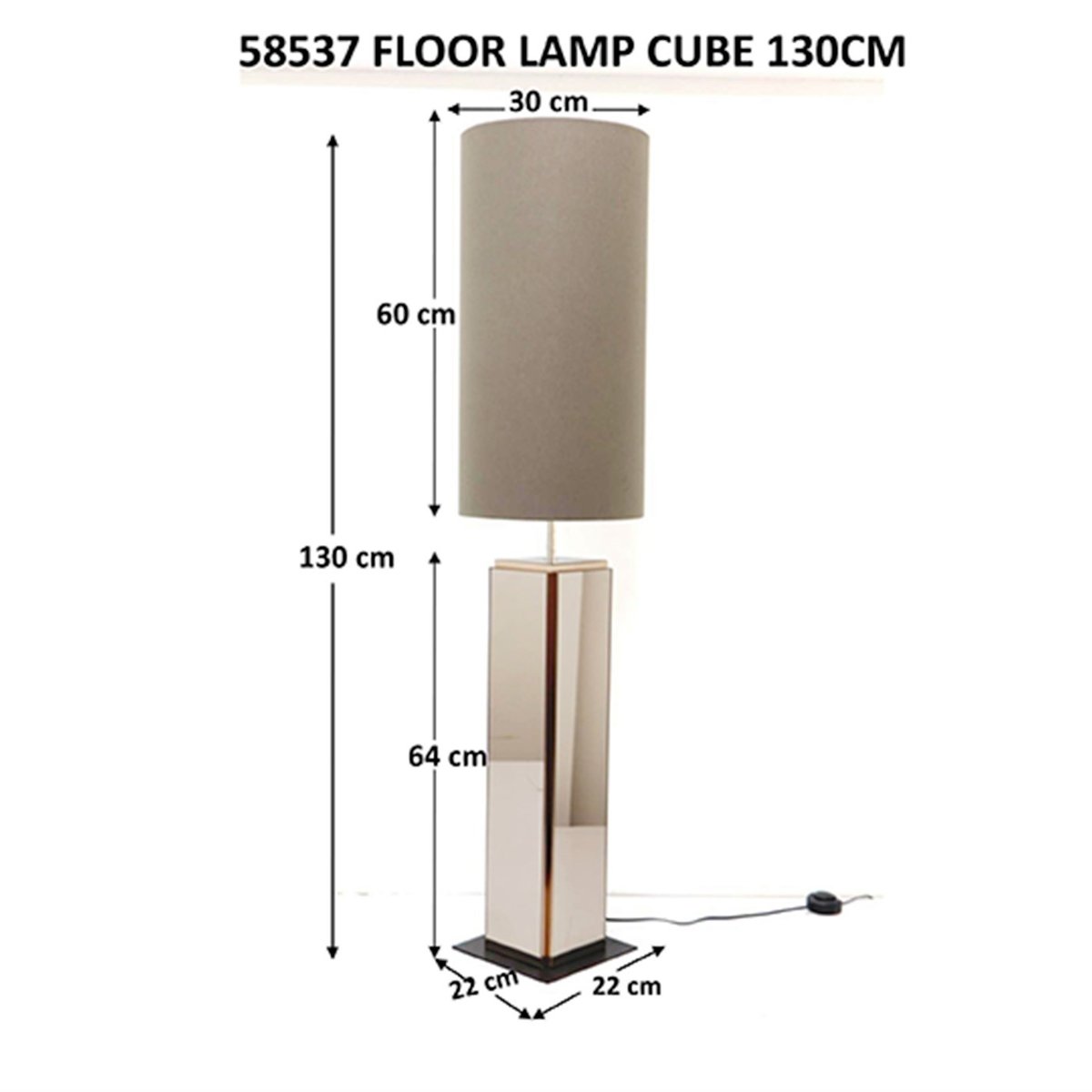 Lampadaire en coton et verre miroir, CUBE marron, KARE DESIGN