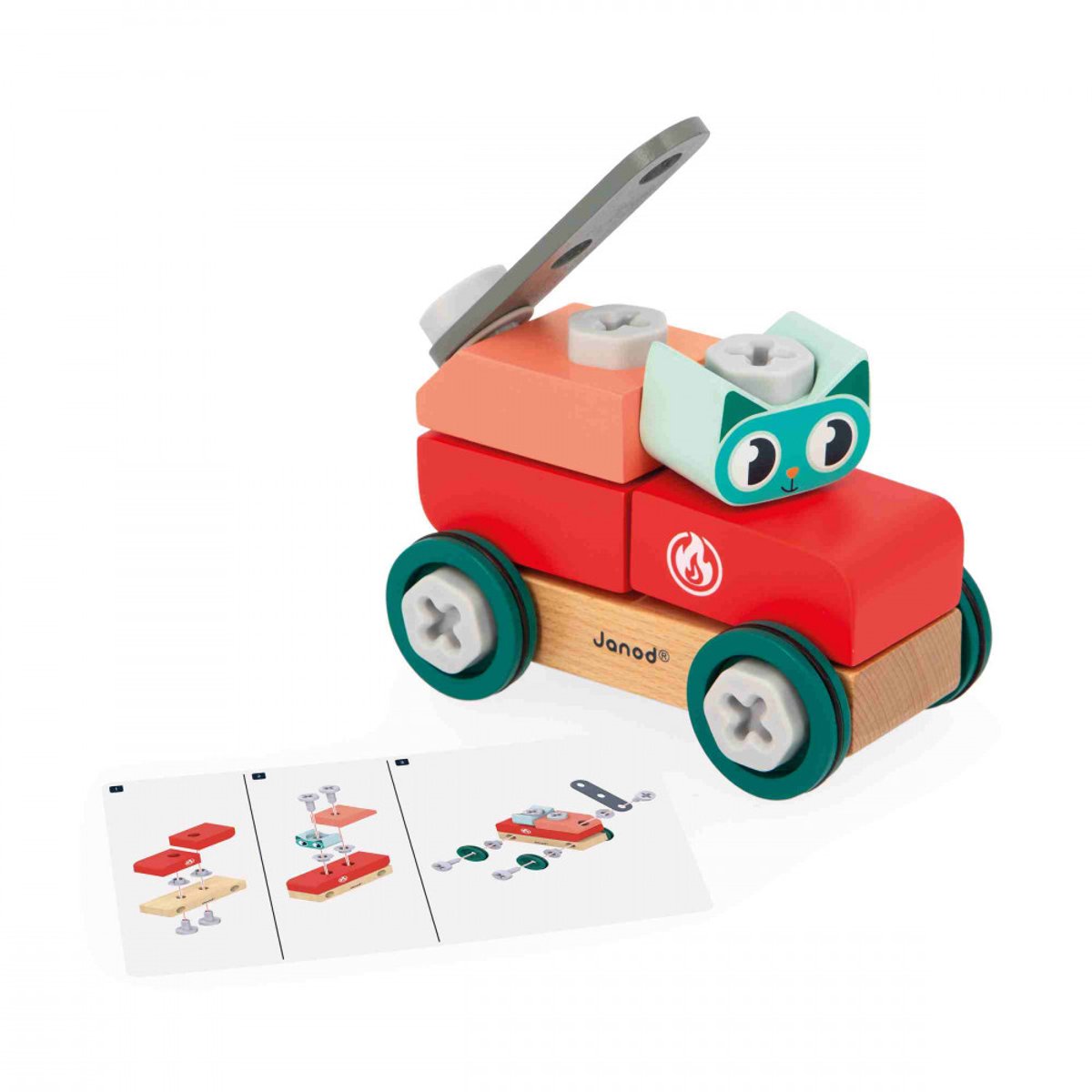 Jeu De Construction En Bois, Voiture À Bricoler multicolore, JANOD
