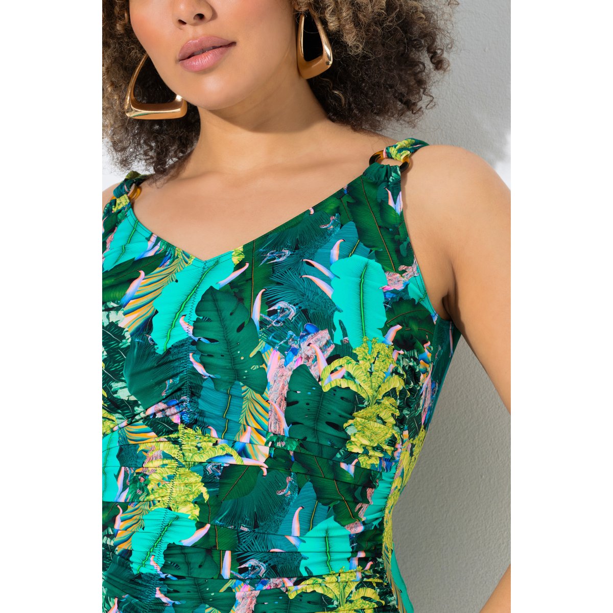 Maillot de bain avec fronces et vert turquoise, ULLA POPKEN