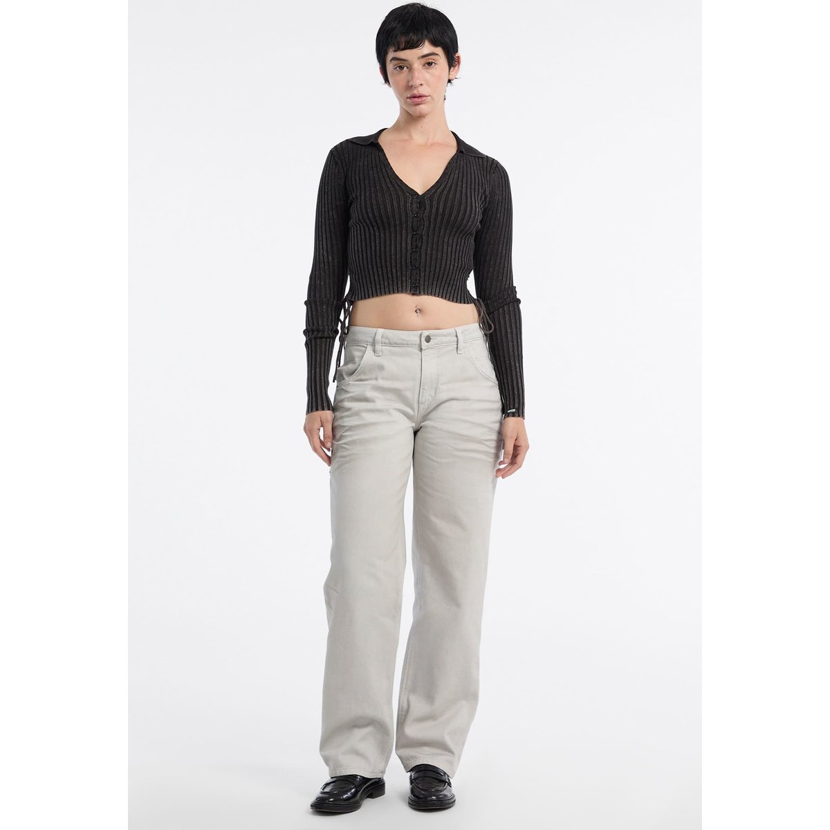 Gilet En Maille Côtelée noir, GUESS JEANS
