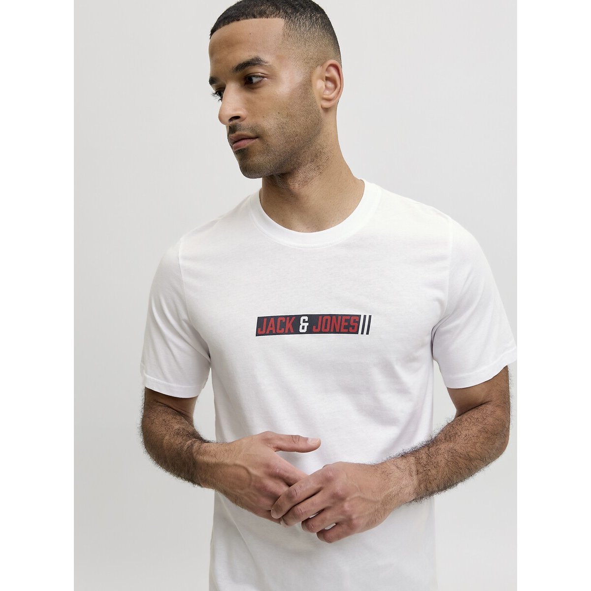 T-shirt de manga curta com gola redonda, Munk branco, JACK & JONES