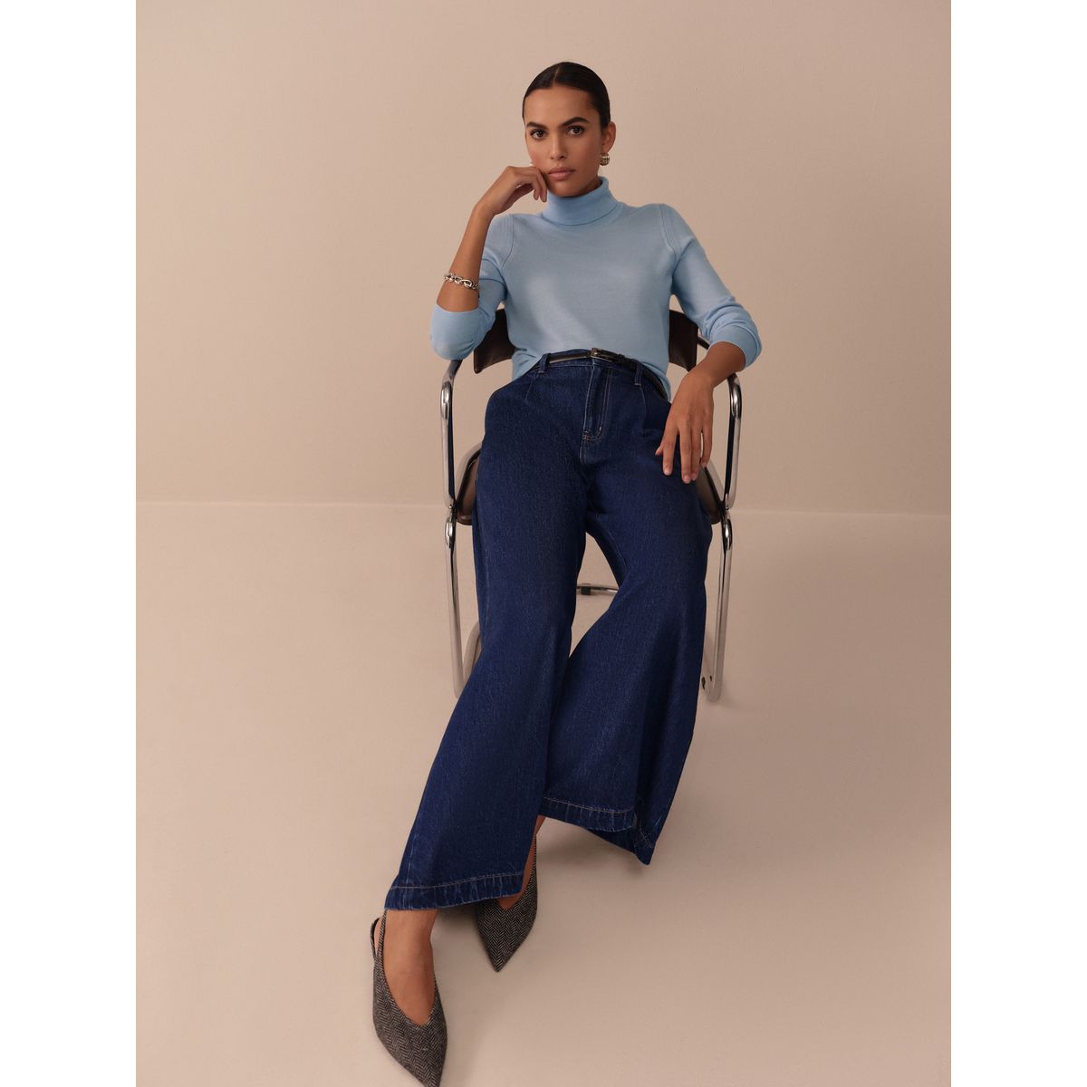 Jean large palazzo n. premium délavage bleu, NEXT