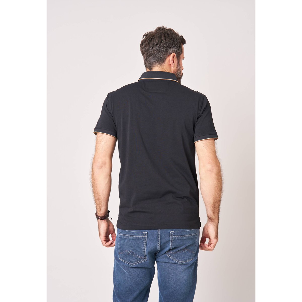Polo regular homme avec col rayé SLATE black, DEELUXE
