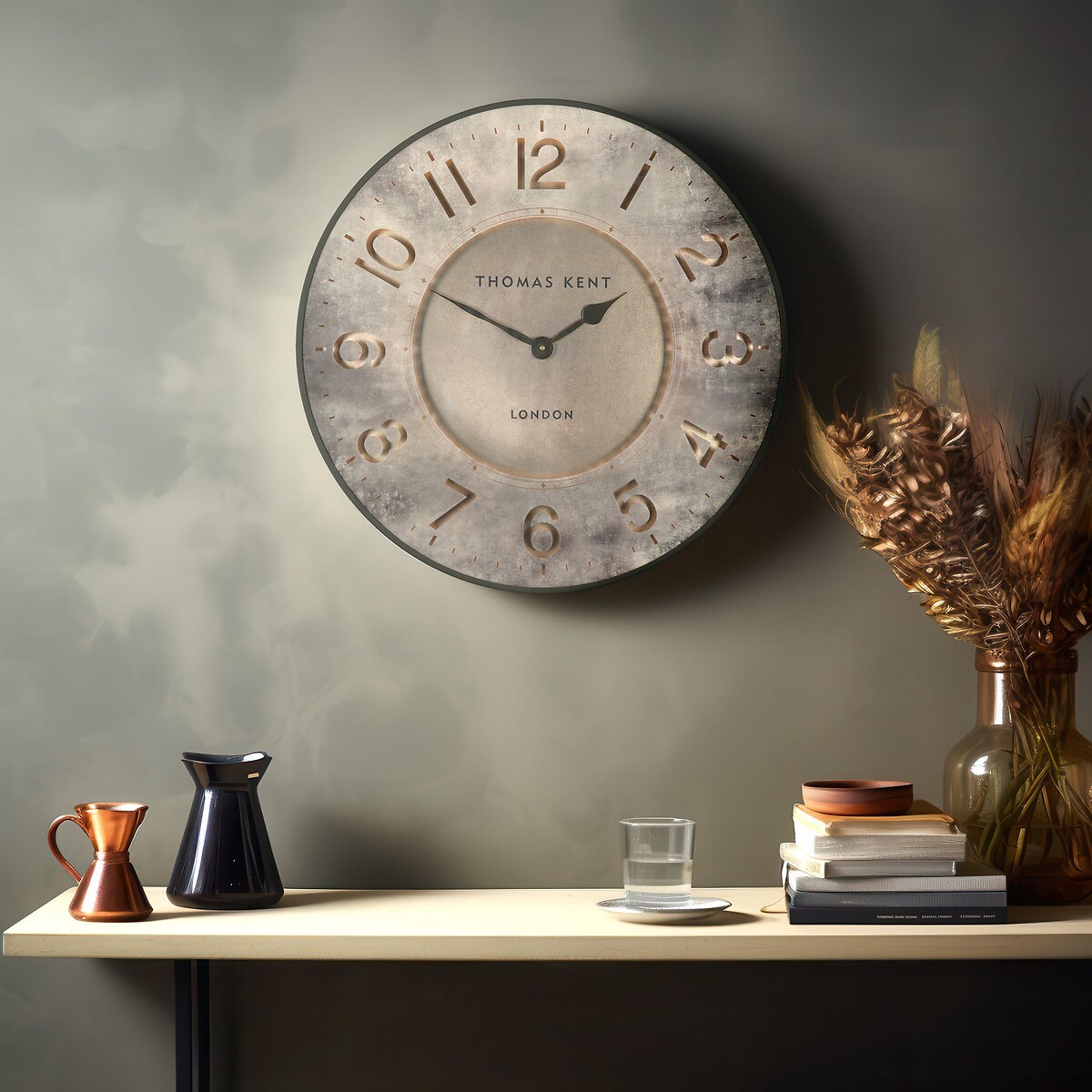 Harvest 21" Large Wall Clock gold-coloured, THOMAS KENT