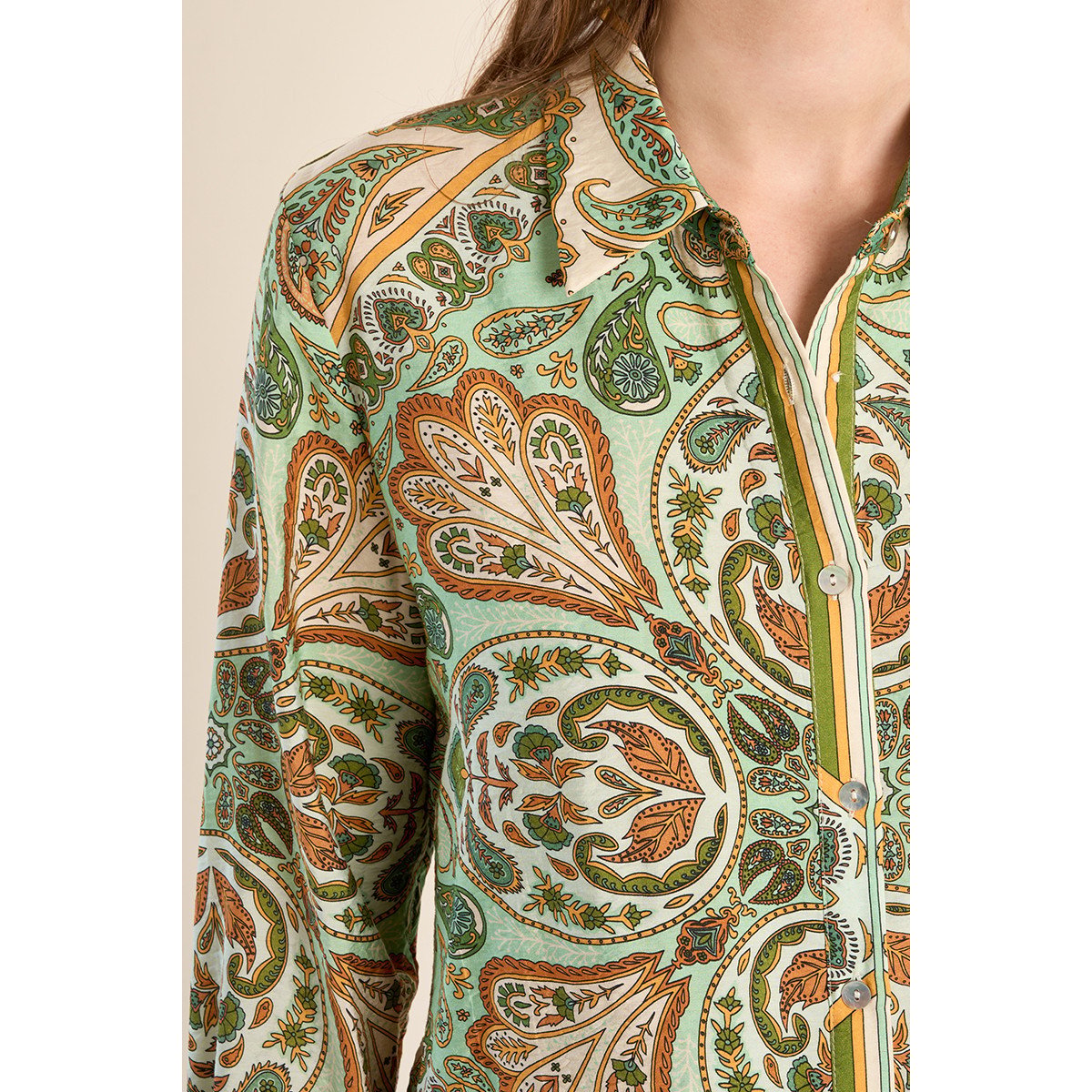 Chemise légère, imprimé foulard green ines, MOLLY BRACKEN