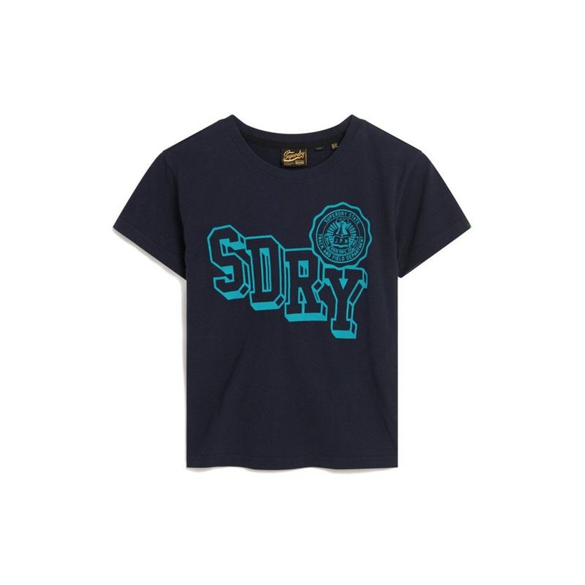 T-shirt ajusté floqué Varsity bleu marine intense, SUPERDRY
