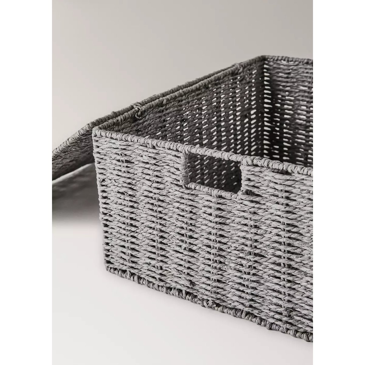 Boîte en papier tressé, taille moyenne gris, MANGO HOME