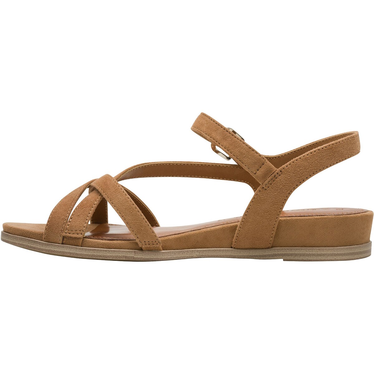 Sandales compensées en cuir tan, TAMARIS