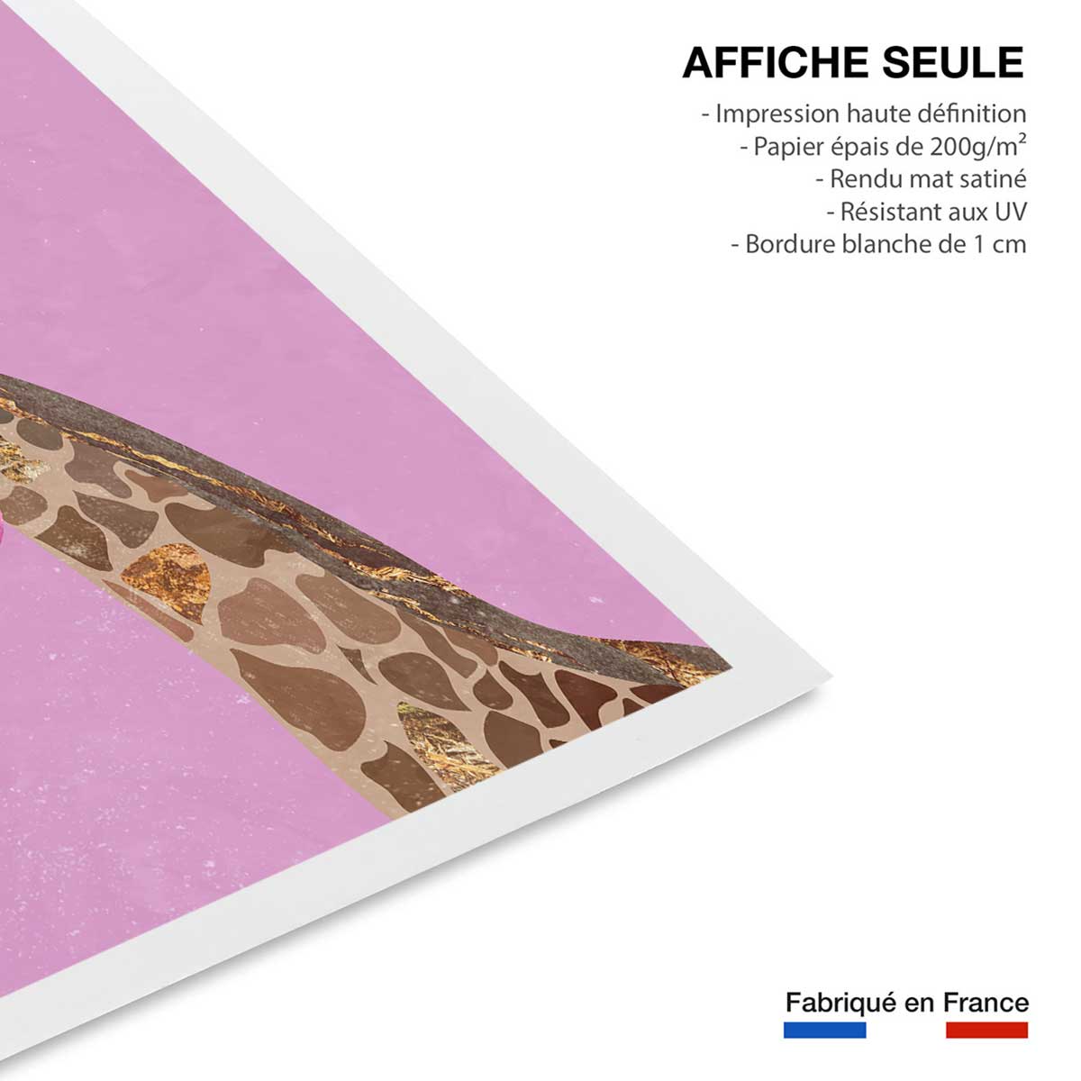 Affiche enfant girafe rose affiche seule, HEXOA