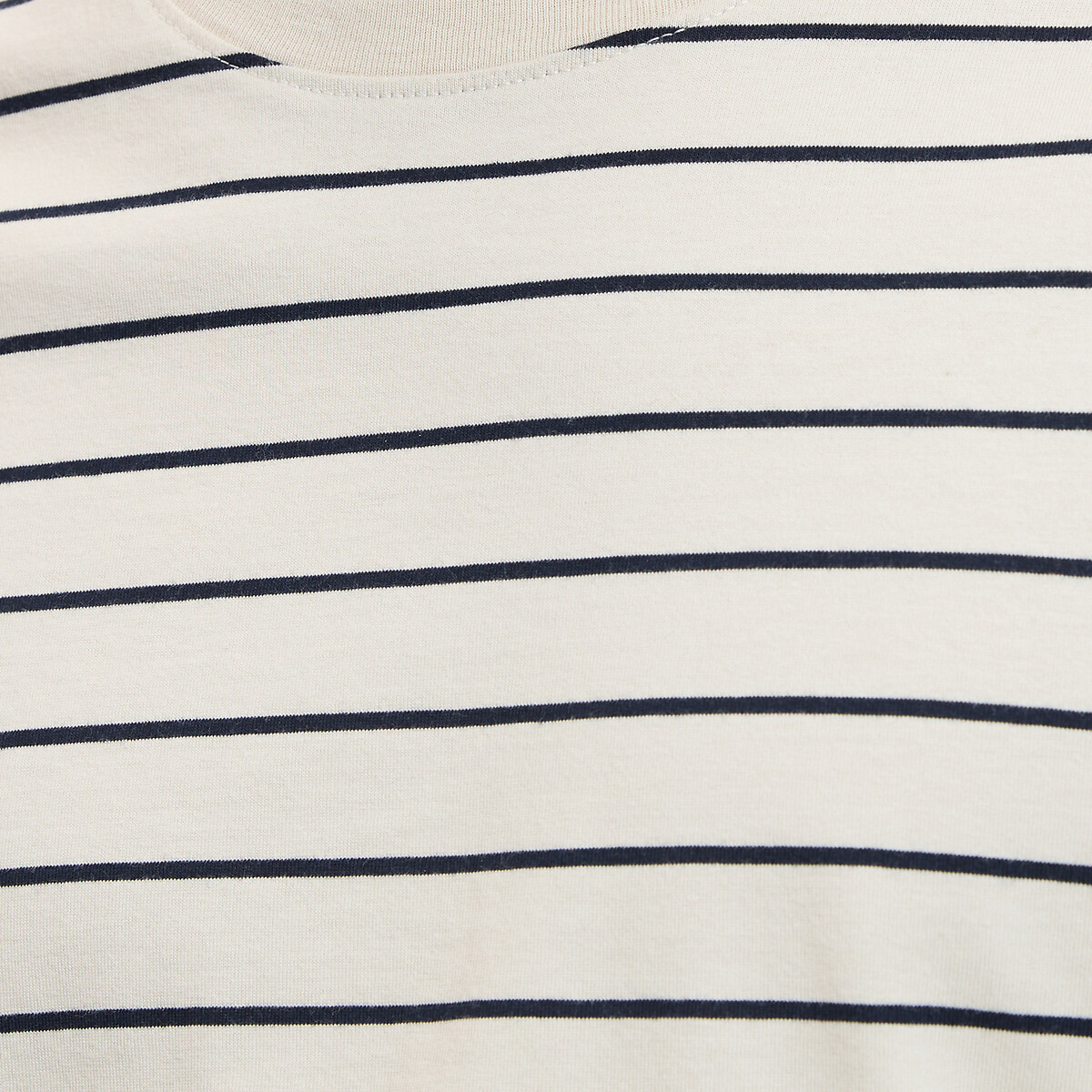Gestreept T-shirt met ronde hals en korte mouwen beige/blauwe strepen, LA REDOUTE COLLECTIONS