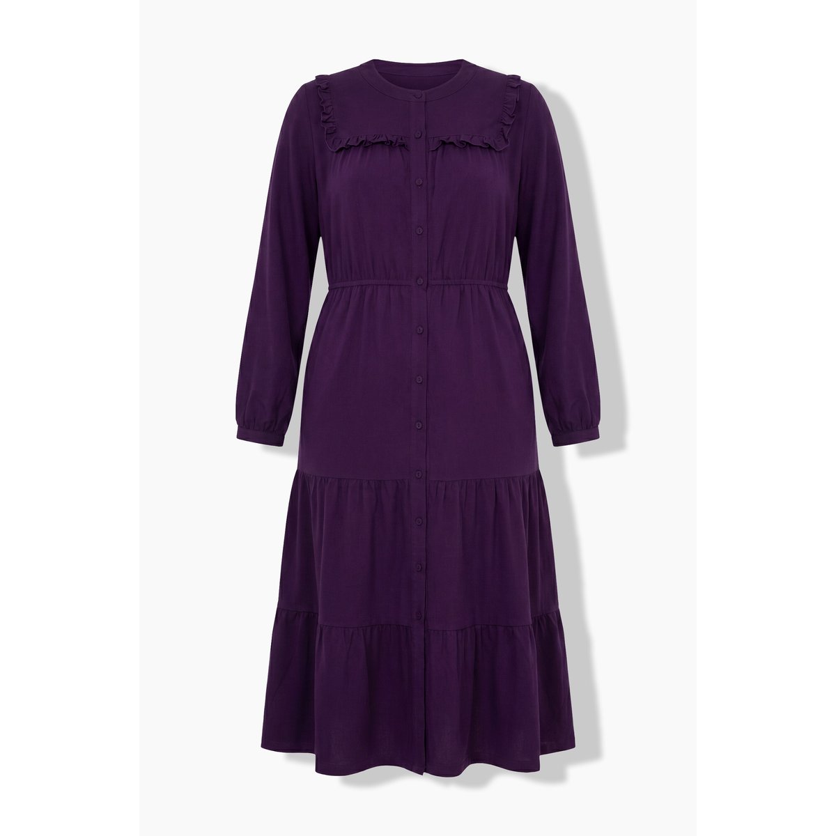 Robe maxi, décolleté rond et manches longues groseilles noires, ULLA POPKEN