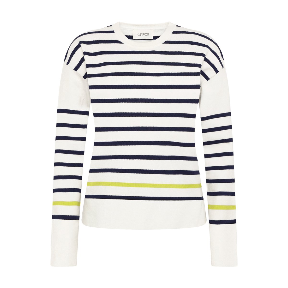 Pull-over en maille à encolure ronde blanc/bleu, CARTOON