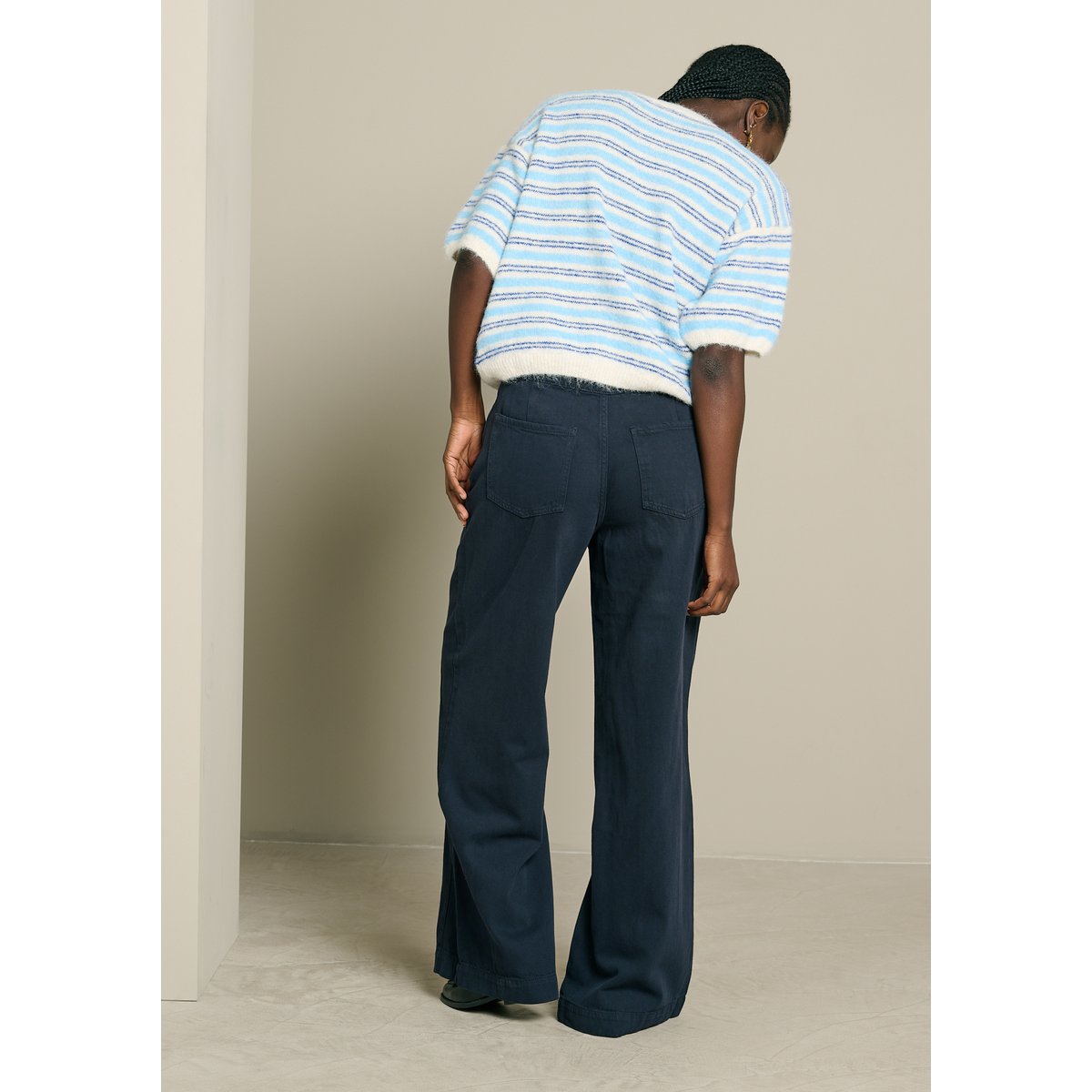 Pantalon large boutons bleu marine, LOLALIZA