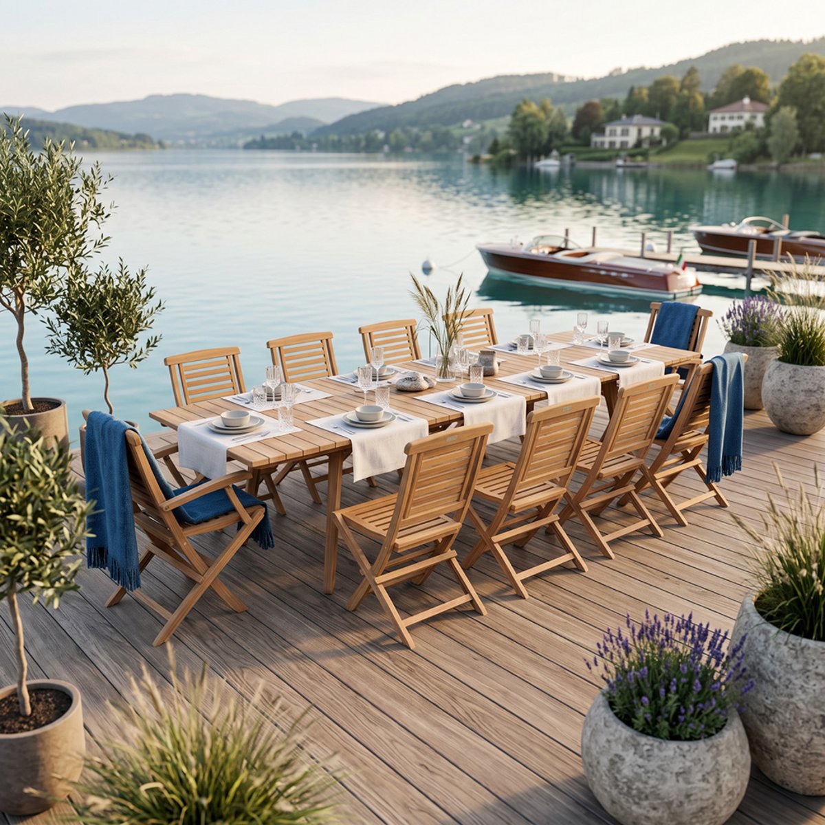 Salon de jardin en teck massif Eden, 10 places naturel, TECK ATTITUDE