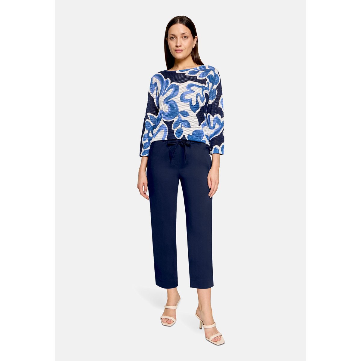 Pantalon casual à taille élastique navy blue, BETTY & CO