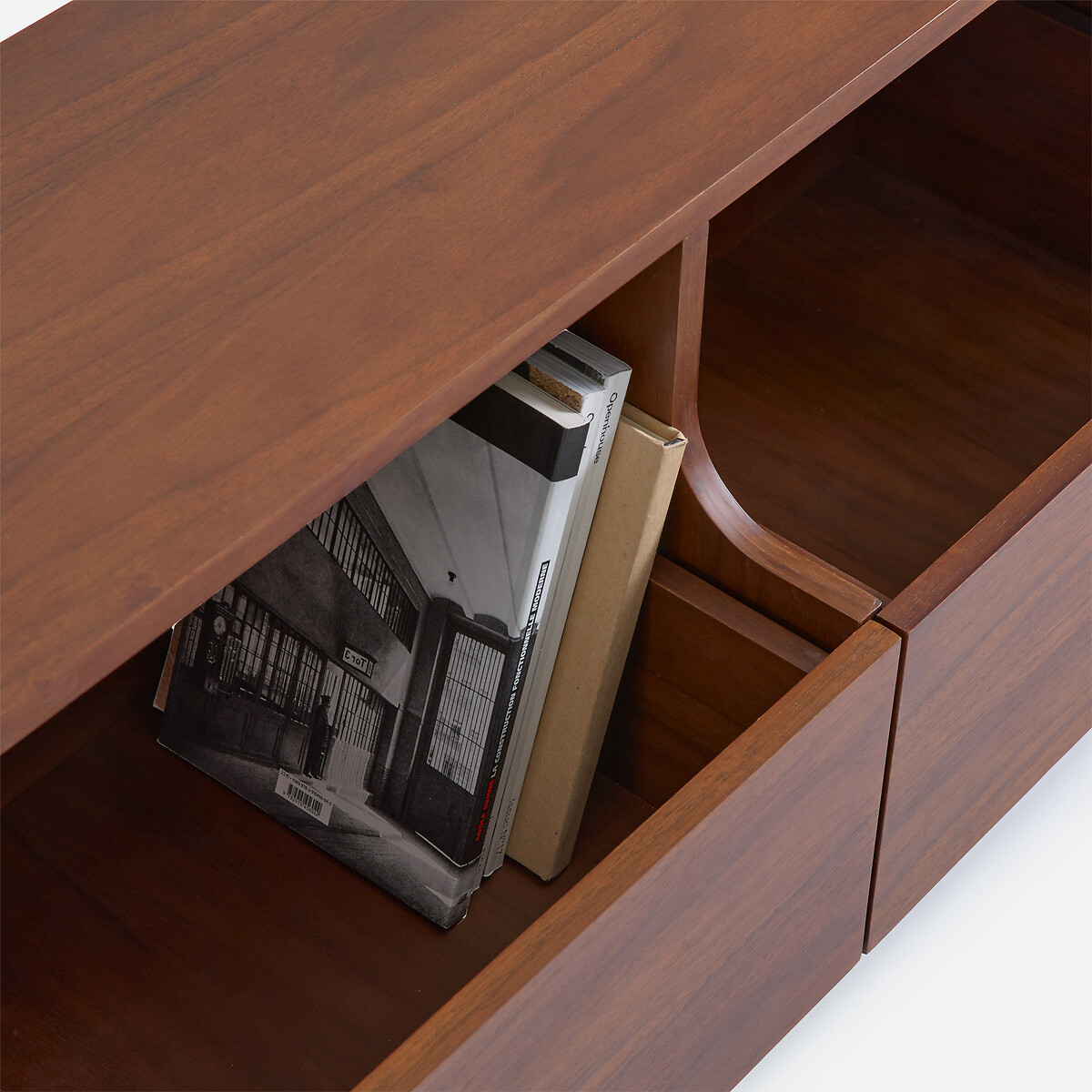 Meuble TV, 3 tiroirs, en plaqué noyer, largeur 150 cm, MAX noyer, LA REDOUTE INTERIEURS