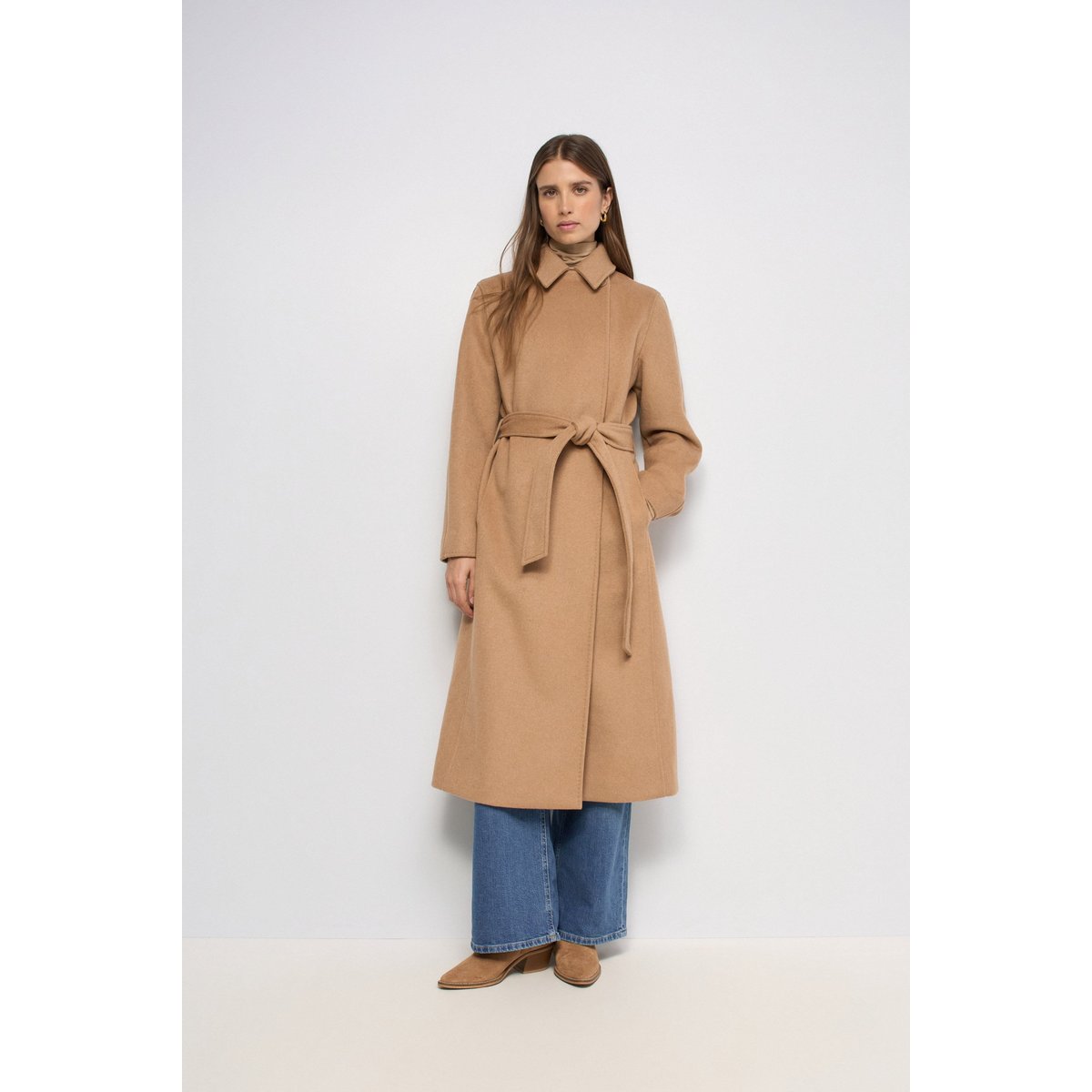 MANTEAU LONG EN DRAP DE LAINE marron, SALSA JEANS