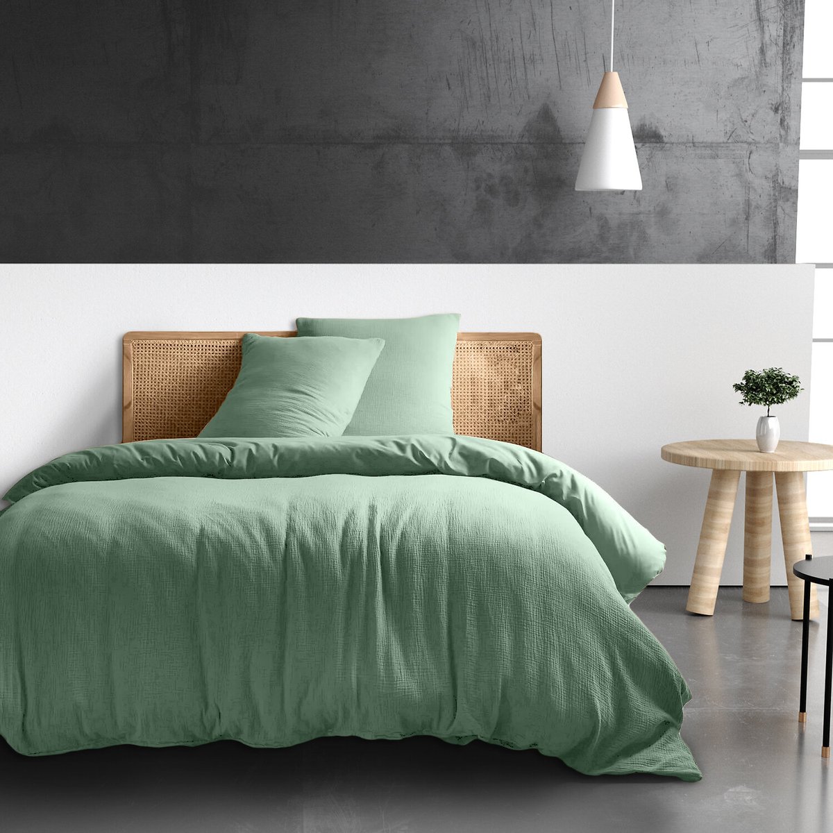 Taie d'oreiller 100% gaze de coton gris glacier, BATON ROUGE