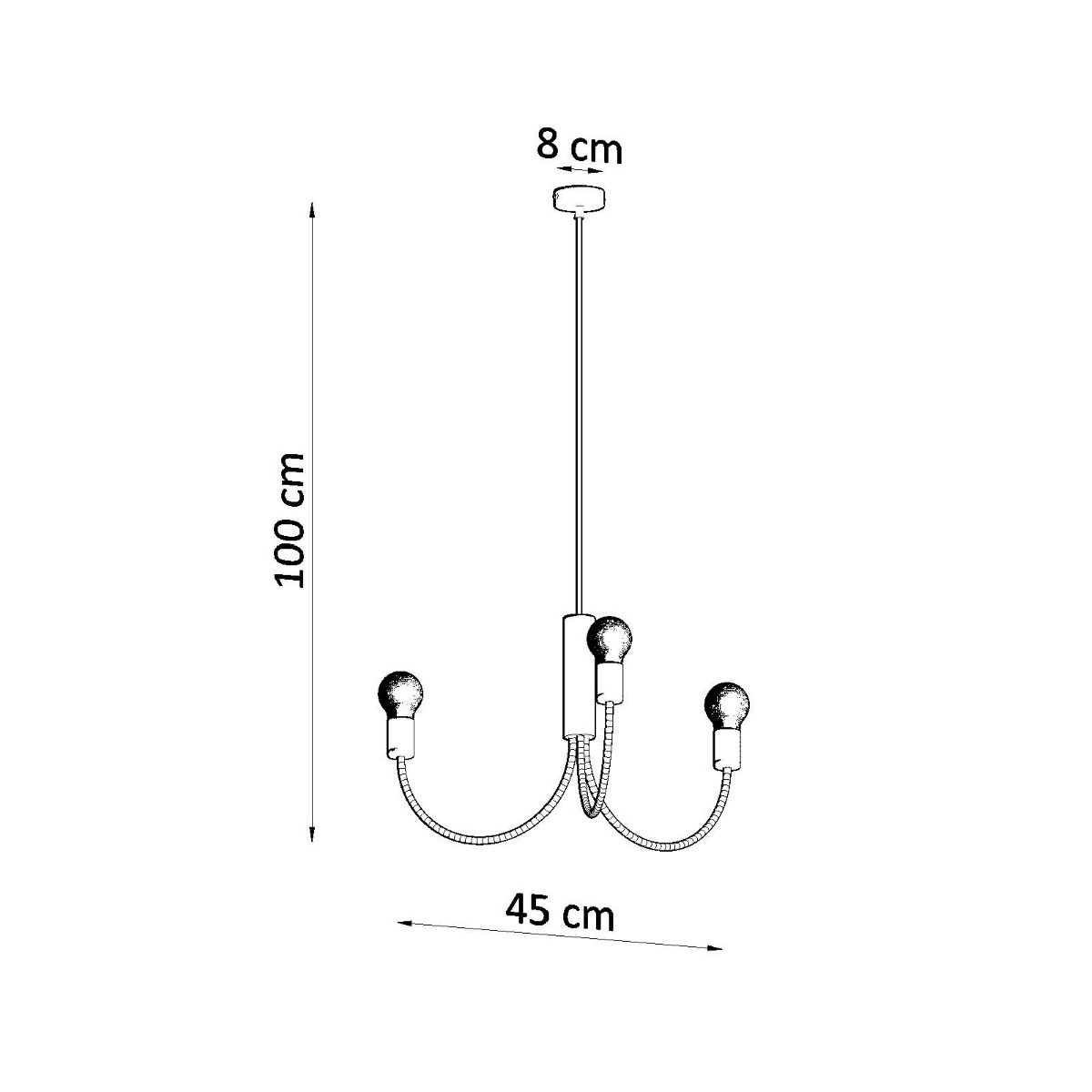 Suspension Acier Noir E27 3 Piccolo noir, EDEN