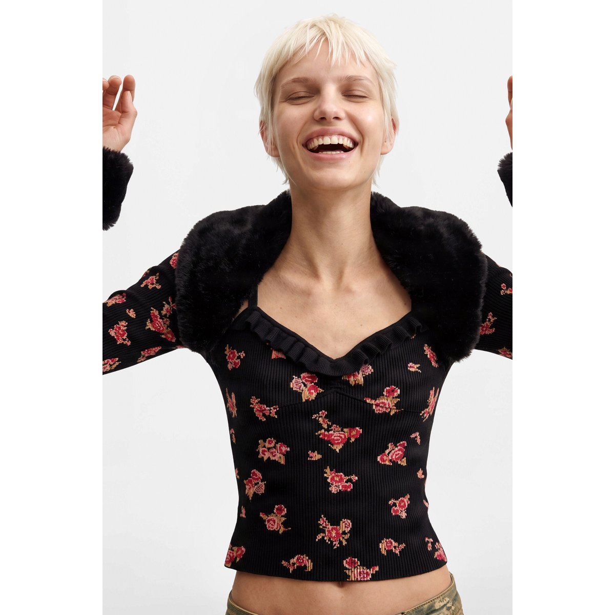 top en maille 2 en 1 noir, DESIGUAL