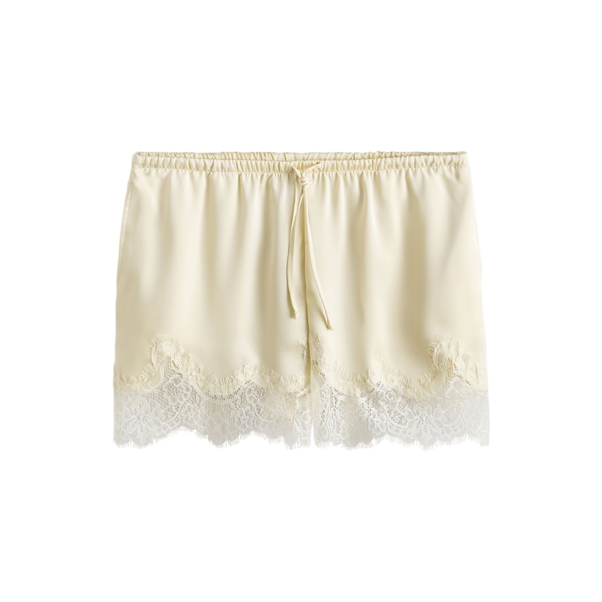 Ensemble pyjama short à détails dentelle crème/jaune, NEXT