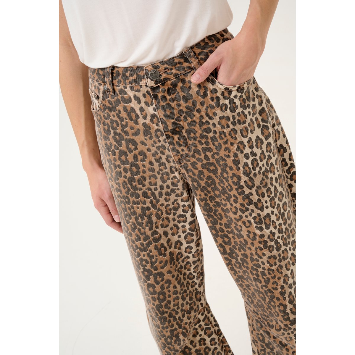 Pantalon casual marron noir animalier, CULTURE