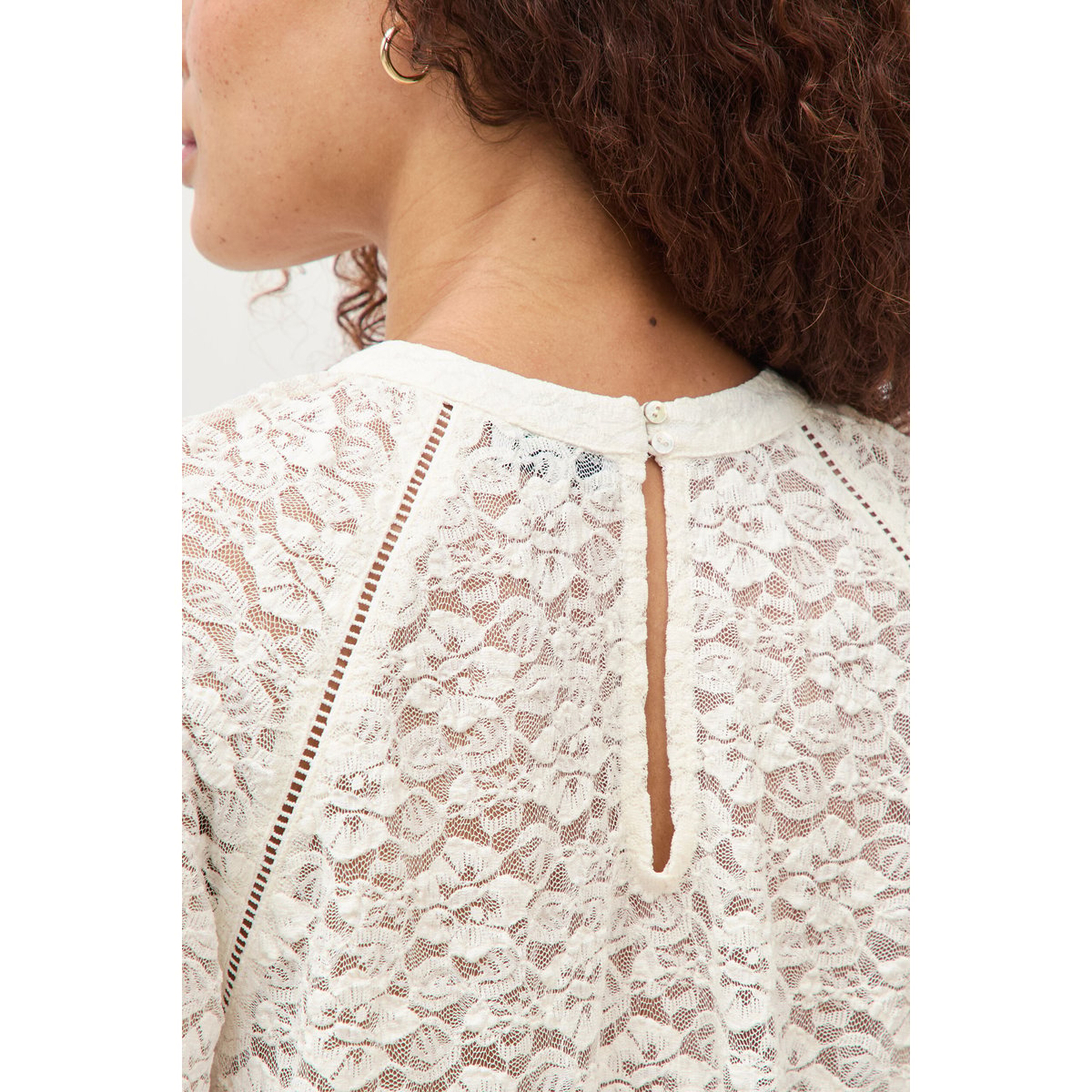 Blouse droite en dentelle ecru, BONOBO