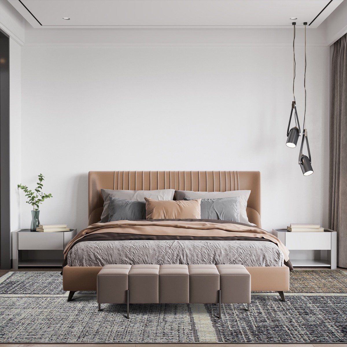 Tapis extra-doux motif quadri   RECYCLE QUADRI gris, THE DECO FACTORY