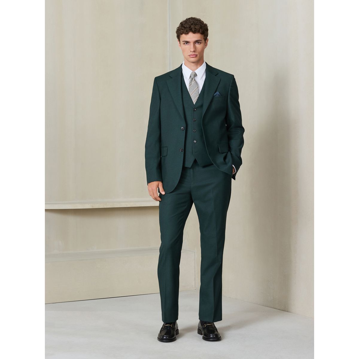 Veste de costume ajustée en flanelle vert, NEXT