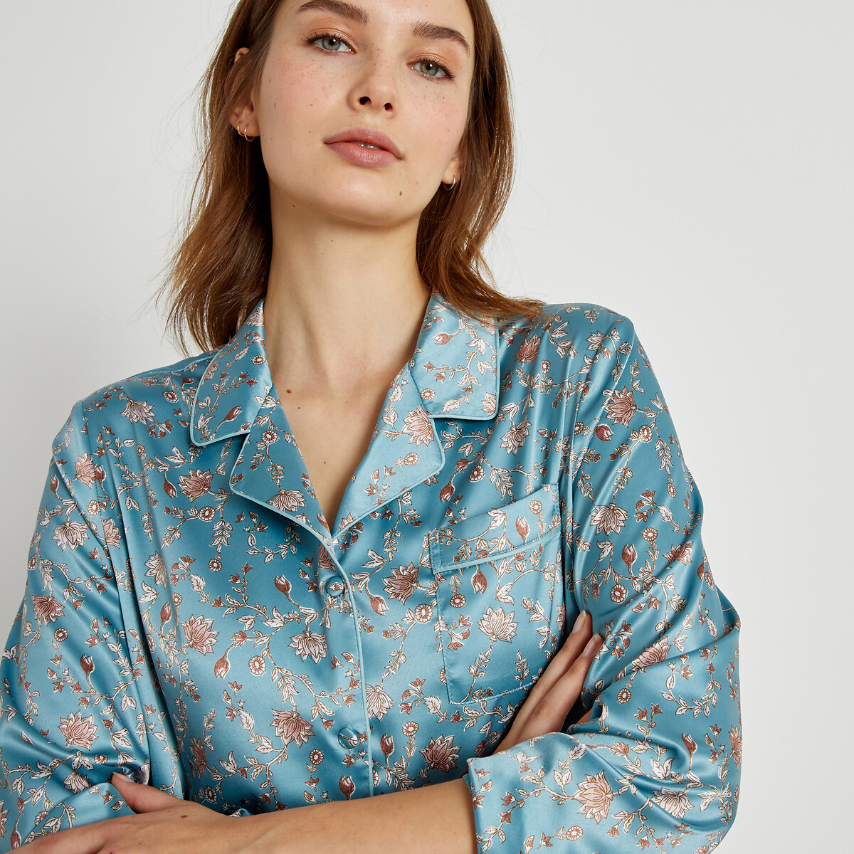 Floral Print Satin Nightshirt floral print, LA REDOUTE COLLECTIONS