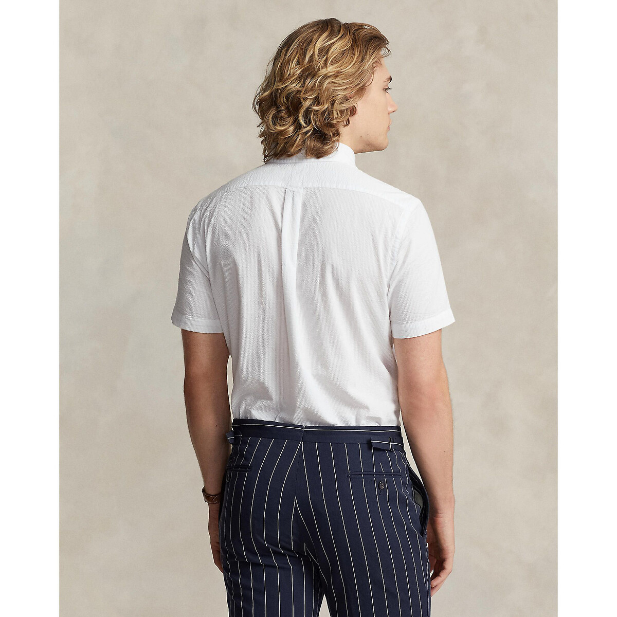 Chemise ajustée en seersucker blanc, POLO RALPH LAUREN