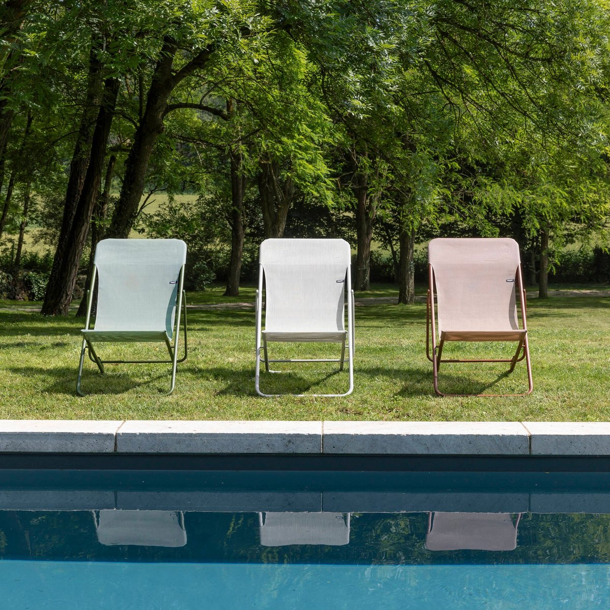 Transat jardin pliant multi-positions : Largeur 58 cm - MAXI TRANSAT vert moss tube moss, LAFUMA MOBILIER